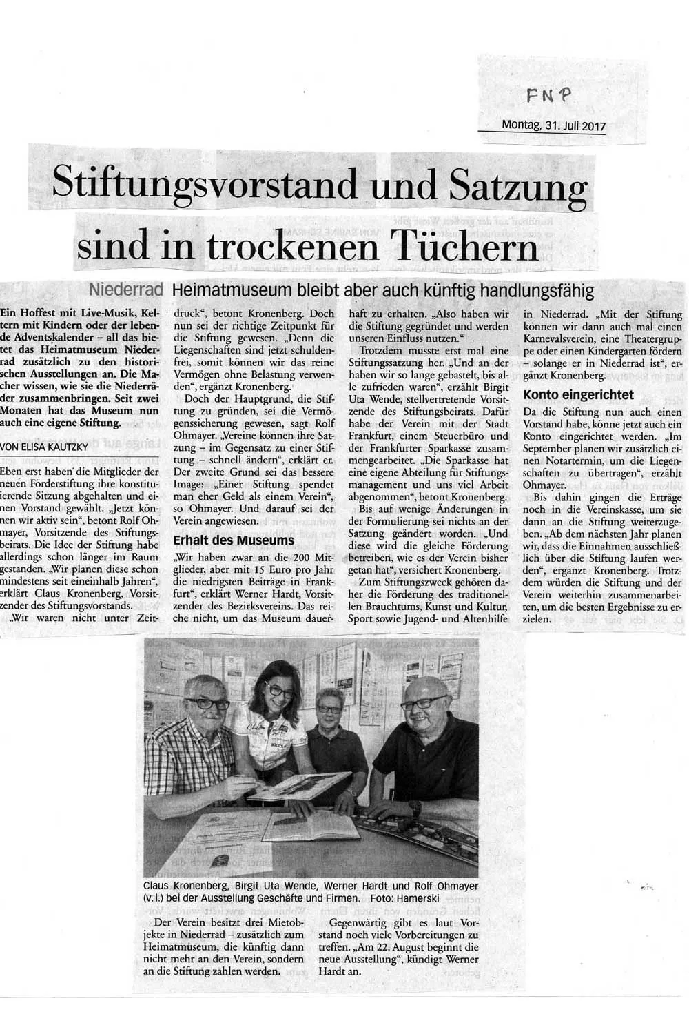 31.07.2017  Frankfurter Neue Presse - Pressenotiz